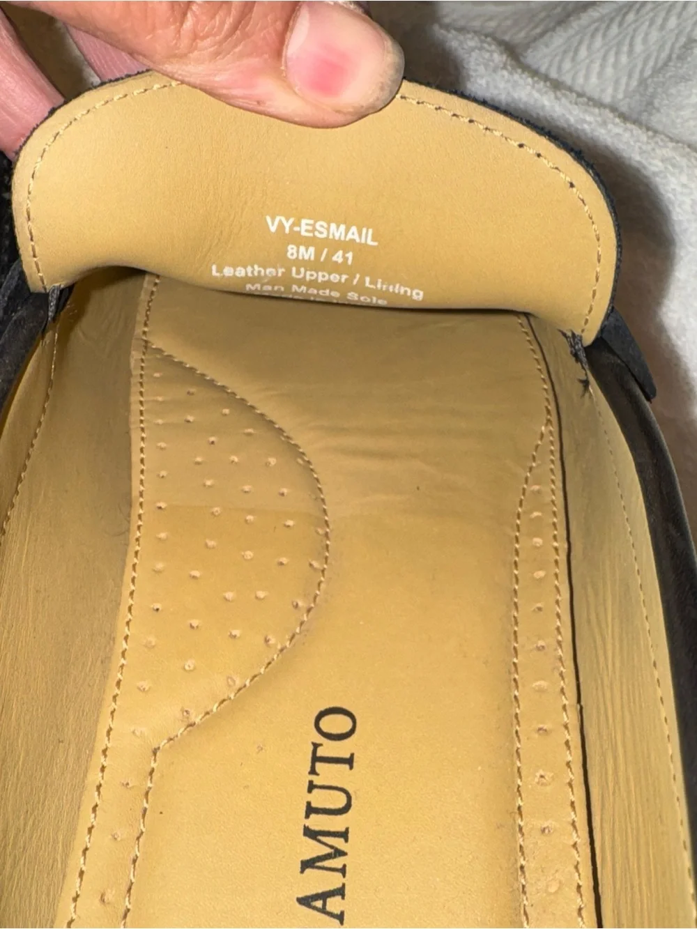 Vince Camuto Black Leather Penny Loafers with Tan Insole